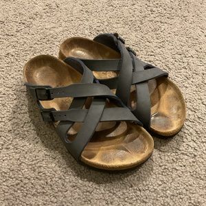 Birkenstock Birkis Vintage Women’s Blue Leather Navy Sandals Shoes 245 Sz 7